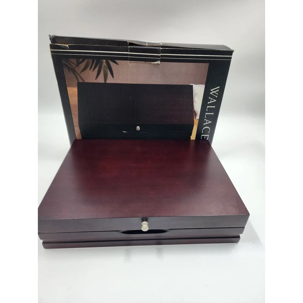 Wallace Silversmiths Continental Single Chest Flatware Box Mahogany Wood Finish